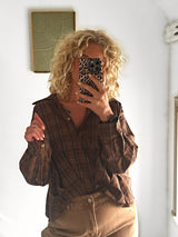 Bruine geruite oversized blouse